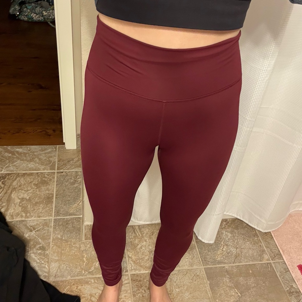 Fabletics Maroon High-Waisted Leggings